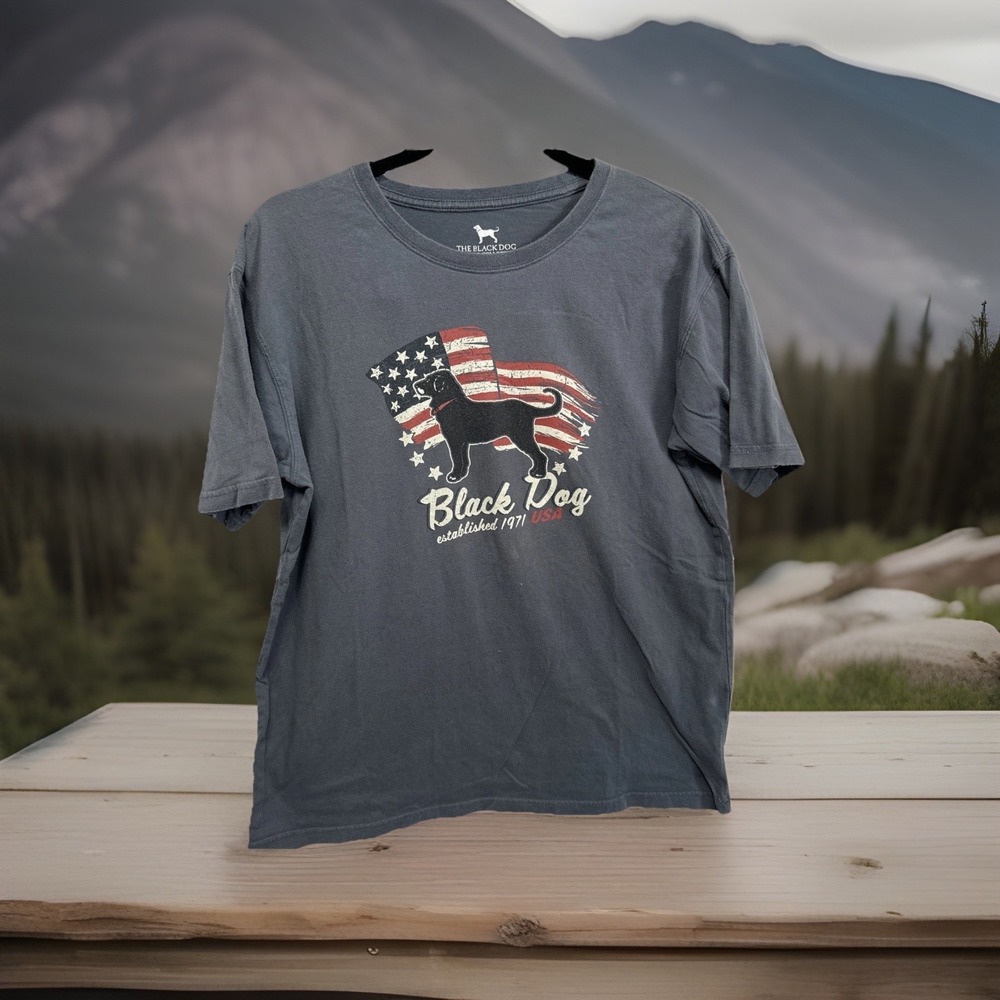 The Black Dog Shirt Kids XL 12 Gray USA Flag Graphic Tee Tagless T-shirt